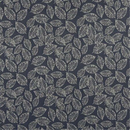 Designer Fabrics 54 in. Wide Navy Blue- Floral Leaf Jacquard Woven Upholstery Fabric B618